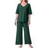 image:imagePrinStory Womens Pajama Sets Short Sleeve Soft Pjs S3XL  2 Piece VNeck Pj Sets for Women with Pockets Comfy Stretchy Pajamas for Sleep Home Travel Maternity NursingDark Green