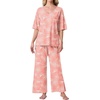 image:imagePrinStory Womens Pajama Sets Short Sleeve Soft Pjs S3XL  2 Piece VNeck Pj Sets for Women with Pockets Comfy Stretchy Pajamas for Sleep Home Travel Maternity NursingFppink Sunflower