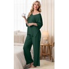 image:imagePrinStory Womens Pajama Sets Short Sleeve Soft Pjs S3XL  2 Piece VNeck Pj Sets for Women with Pockets Comfy Stretchy Pajamas for Sleep Home Travel Maternity NursingDark Green