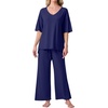 image:imagePrinStory Womens Pajama Sets Short Sleeve Soft Pjs S3XL  2 Piece VNeck Pj Sets for Women with Pockets Comfy Stretchy Pajamas for Sleep Home Travel Maternity NursingNavy Blue