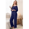 image:imagePrinStory Womens Pajama Sets Short Sleeve Soft Pjs S3XL  2 Piece VNeck Pj Sets for Women with Pockets Comfy Stretchy Pajamas for Sleep Home Travel Maternity NursingNavy Blue