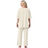image:imagePrinStory Womens Pajama Sets Short Sleeve Soft Pjs S3XL  2 Piece VNeck Pj Sets for Women with Pockets Comfy Stretchy Pajamas for Sleep Home Travel Maternity NursingBeige Apricot