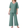 image:imagePrinStory Womens Pajama Sets Short Sleeve Soft Pjs S3XL  2 Piece VNeck Pj Sets for Women with Pockets Comfy Stretchy Pajamas for Sleep Home Travel Maternity NursingHaze Blue
