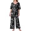 image:imagePrinStory Womens Pajama Sets Short Sleeve Soft Pjs S3XL  2 Piece VNeck Pj Sets for Women with Pockets Comfy Stretchy Pajamas for Sleep Home Travel Maternity NursingFpblack White Carving