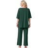 image:imagePrinStory Womens Pajama Sets Short Sleeve Soft Pjs S3XL  2 Piece VNeck Pj Sets for Women with Pockets Comfy Stretchy Pajamas for Sleep Home Travel Maternity NursingDark Green