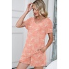image:imagePrinStory Womens Pajama Sets Soft Pjs Set Lounge Set with Pockets S2XL  Short Sleeve Top and Shorts Set Breathable and Stretchy Fabric Ruffle ShortsSummer SleepwearFporange Sunflower