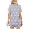 image:imagePrinStory Womens Pajama Sets Soft Pjs Set Lounge Set with Pockets S2XL  Short Sleeve Top and Shorts Set Breathable and Stretchy Fabric Ruffle ShortsSummer SleepwearPink Star