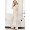 image:imagePrinStory Womens Pajama Sets Winter Long Sleeve Pjs 2 Piece Lounge Set  Long Sleeve Top and Pants with Pockets Warmth Stretchy and Butterysoft Fabric Winter Pajamas Warm SleepwearApricot
