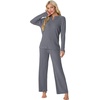 image:imagePrinStory Womens Pajama Sets Winter Long Sleeve Pjs 2 Piece Lounge Set  Long Sleeve Top and Pants with Pockets Warmth Stretchy and Butterysoft Fabric Winter Pajamas Warm SleepwearGray