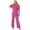 image:imagePrinStory Womens Pajama Sets Winter Long Sleeve Pjs 2 Piece Lounge Set  Long Sleeve Top and Pants with Pockets Warmth Stretchy and Butterysoft Fabric Winter Pajamas Warm SleepwearRose Red