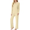 image:imagePrinStory Womens Pajama Sets Winter Long Sleeve Pjs 2 Piece Lounge Set  Long Sleeve Top and Pants with Pockets Warmth Stretchy and Butterysoft Fabric Winter Pajamas Warm SleepwearLight Yellow