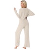 image:imagePrinStory Womens Pajama Sets Winter Long Sleeve Pjs 2 Piece Lounge Set  Long Sleeve Top and Pants with Pockets Warmth Stretchy and Butterysoft Fabric Winter Pajamas Warm SleepwearApricot