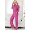 image:imagePrinStory Womens Pajama Sets Winter Long Sleeve Pjs 2 Piece Lounge Set  Long Sleeve Top and Pants with Pockets Warmth Stretchy and Butterysoft Fabric Winter Pajamas Warm SleepwearRose Red