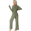 image:imagePrinStory Womens Pajama Sets Winter Long Sleeve Pjs 2 Piece Lounge Set  Long Sleeve Top and Pants with Pockets Warmth Stretchy and Butterysoft Fabric Winter Pajamas Warm SleepwearArmy Green