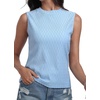 image:imagePrinStory Womens Sleeveless Textured Slim Tops Crewneck Knit Solid Summer Casual Shirts Pullover Tank Tops for WomenMw Light Blue