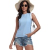 image:imagePrinStory Womens Sleeveless Textured Slim Tops Crewneck Knit Solid Summer Casual Shirts Pullover Tank Tops for WomenMw Light Blue