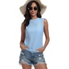 image:imagePrinStory Womens Sleeveless Textured Slim Tops Crewneck Knit Solid Summer Casual Shirts Pullover Tank Tops for WomenMw Light Blue