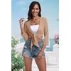 image:imagePrinStory Womens Tie Front Shrug 34 Sleeve Bolero Cardigan Lightweight Summer Casual Short Shawl Top S4XL18 Mocha Brown