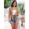 image:imagePrinStory Womens Tie Front Shrug 34 Sleeve Bolero Cardigan Lightweight Summer Casual Short Shawl Top S4XL18 Mocha Brown