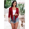 image:imagePrinStory Womens Tie Front Shrug 34 Sleeve Bolero Cardigan Lightweight Summer Casual Short Shawl Top S4XL22 Red