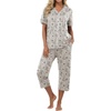 image:imagePrinStory Capri Pajamas for Womens Button Down Pjs  Short Sleeve Comfy Lounge Set 2 Piece Pj Sets with Pockets Soft Womens SleepwearFpapricot Periwinkle