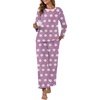 image:imagePrinStory Flannel Pajamas for Women Set Winter Fleece Pjs Sets S2XL  Fluffy Pajama Set with Pockets Warm Flannel Fabric 2 Piece Lounge Sets Soft SleepwearFppurple White Flower