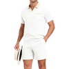 image:imagePrinStory Mens 2 Piece Polo Shirt and Shorts Set Waffle Suits S2XL  Summer Casual Outfits with Pockets Track Suits for Vacation Beach Travel StreetwearWhite