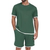 image:imagePrinStory Mens Pajamas Set Summer Short Sleeve Pjs Set S3XL  Summer Shorts Set with Pockets Lightweight Comfy Breathable Sleepwear for Sleep Home Workout Vacation HolidayGreen