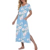 image:imagePrinStory Nightgowns for Women Long Nightshirt Short Sleeve House Dress  Full Length Night GownBreathable and Stretchy FabricLadies Sleep DressSoft SleepwearA01 Fplight Blue