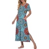 image:imagePrinStory Nightgowns for Women Long Nightshirt Short Sleeve House Dress  Full Length Night GownBreathable and Stretchy FabricLadies Sleep DressSoft SleepwearA02 Fpmix Blue