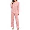 image:imagePrinStory Women 2025 Fall and Winter Pajamas Set Long Sleeve Ladies Pjs 2 Piece Pajama Lounge SetsFppink Sunflower