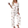 image:imagePrinStory Womens Pajama Sets Short Sleeve Soft Pjs S3XL  2 Piece VNeck Pj Sets for Women with Pockets Comfy Stretchy Pajamas for Sleep Home Travel Maternity NursingFpdachshund Bow