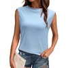 image:imagePrinStory Womens Sleeveless Textured Slim Tops Crewneck Knit Solid Summer Casual Shirts Pullover Tank Tops for WomenMw Light Blue