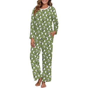 image:imagePrinStory Flannel Pajamas for Women Set Winter Fleece Pjs Sets S2XL  Fluffy Pajama Set with Pockets Warm Flannel Fabric 2 Piece Lounge Sets Soft SleepwearFpgreen Sheep