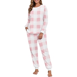 image:imagePrinStory Flannel Pajamas for Women Winter Pajama Set S2XL  2 Piece Pjs Sets with Pockets Warm Soft Fluffy Lounge Set Pj Set for Home Sleep Daliy Party Travel VacationFppink Big Plaid
