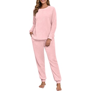 image:imagePrinStory Flannel Pajamas for Women Winter Pajama Set S2XL  2 Piece Pjs Sets with Pockets Warm Soft Fluffy Lounge Set Pj Set for Home Sleep Daliy Party Travel VacationLight Pink
