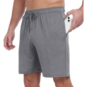 image:imagePrinStory Mens Pajama Shorts Soft Sleep Shorts Pj Bottoms with Pockets  Elastic Waist Drawstring LightweightBreathable and Stretchy Fabric Button FlyDark Gray