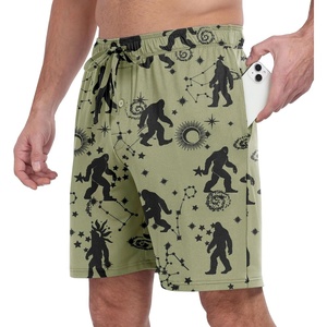 image:imagePrinStory Mens Pajama Shorts Soft Sleep Shorts Pj Bottoms with Pockets  Elastic Waist Drawstring LightweightBreathable and Stretchy Fabric Button FlyFpapricot Ape Man
