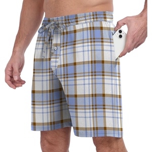 image:imagePrinStory Mens Pajama Shorts Soft Sleep Shorts Pj Bottoms with Pockets  Elastic Waist Drawstring LightweightBreathable and Stretchy Fabric Button FlyFpblue White Plaid
