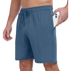 image:imagePrinStory Mens Pajama Shorts Soft Sleep Shorts Pj Bottoms with Pockets  Elastic Waist Drawstring LightweightBreathable and Stretchy Fabric Button FlyGray Blue