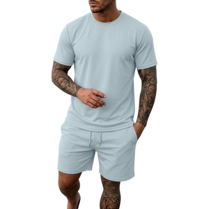 image:imagePrinStory Mens Track Suits 2 Piece Athletic Outfits M3XL  Short Sleeve Shirts and Shorts Set with Pockets Summer Cooling Touch Sweatsuit for Sports Running Beach Travel PartyBlue