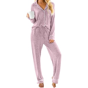 image:imagePrinStory Womens Pajama Sets Button Down Pjs 2 Piece Lounge Set  Long Sleeve Top and Pants with Pockets Warmth Stretchy and Butterysoft Fabric Winter Pajamas Warm SleepwearPink