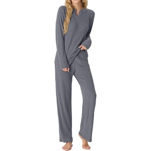 image:imagePrinStory Womens Pajama Sets Winter Long Sleeve Pjs 2 Piece Lounge Set  Long Sleeve Top and Pants with Pockets Warmth Stretchy and Butterysoft Fabric Winter Pajamas Warm SleepwearGray