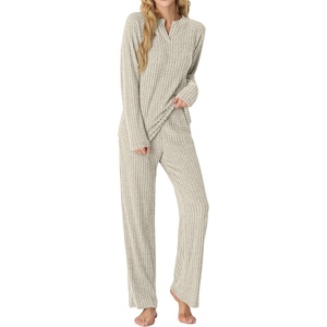 image:imagePrinStory Womens Pajama Sets Winter Long Sleeve Pjs 2 Piece Lounge Set  Long Sleeve Top and Pants with Pockets Warmth Stretchy and Butterysoft Fabric Winter Pajamas Warm SleepwearLight Apricot
