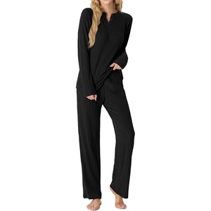 image:imagePrinStory Womens Pajama Sets Winter Long Sleeve Pjs 2 Piece Lounge Set  Long Sleeve Top and Pants with Pockets Warmth Stretchy and Butterysoft Fabric Winter Pajamas Warm SleepwearBlack