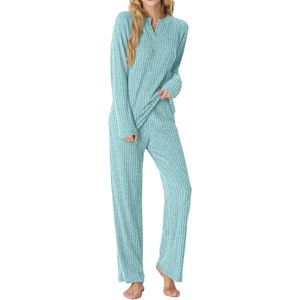 image:imagePrinStory Womens Pajama Sets Winter Long Sleeve Pjs 2 Piece Lounge Set  Long Sleeve Top and Pants with Pockets Warmth Stretchy and Butterysoft Fabric Winter Pajamas Warm SleepwearLight Blue