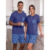 image:imagePrinStory Couples Pajamas Set Shirts and Shorts Summer Comfy Lounge Family  Machine WashablePocketsDrawstringStretch FabricGentle On SkinCouplesGiftRelaxed FitSolidSleepwearLoungewearS4XLFp Blue Cat