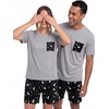 image:imagePrinStory Couples Pajamas Set Shirts and Shorts Summer Comfy Lounge Family  Machine WashablePocketsDrawstringStretch FabricGentle On SkinCouplesGiftRelaxed FitSolidSleepwearLoungewearS4XLFp Black Star Moon