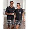 image:imagePrinStory Couples Pajamas Set Shirts and Shorts Summer Comfy Lounge Family  Machine WashablePocketsDrawstringStretch FabricGentle On SkinCouplesGiftRelaxed FitSolidSleepwearLoungewearS4XLFp Black White Plaid