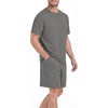 image:imagePrinStory Couples Pajamas Set Shirts and Shorts Summer Comfy Lounge Family  Machine WashablePocketsDrawstringStretch FabricGentle On SkinCouplesGiftRelaxed FitSolidSleepwearLoungewearS4XLDark Gray